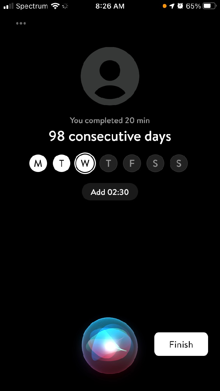 Insight Timer showing 98 consecutive days